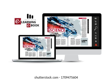 Corporate booklet or presentation templates with 3D rendering technology concept