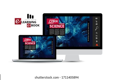 Corporate booklet or presentation templates with 3D rendering technology concept