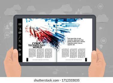 Plantillas de folletos o presentaciones corporativas con concepto de tecnología de representación 3D