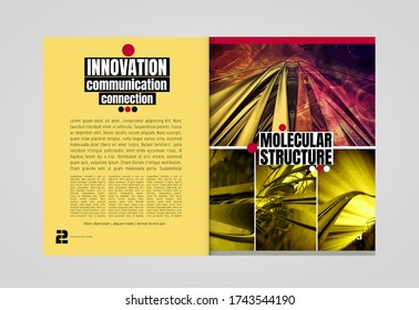 Folleto corporativo o plantillas de presentación con concepto de tecnología de representación 3D