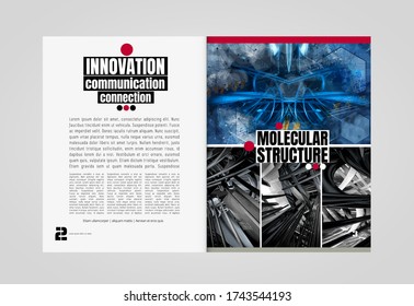 Corporate booklet or presentation templates with 3D rendering technology concept