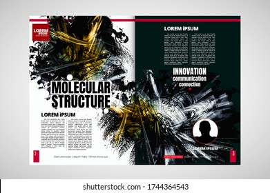 Corporate booklet or presentation templates with 3D rendering technology concept