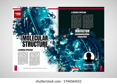 Corporate booklet or presentation templates with 3D rendering technology concept