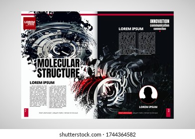 Corporate booklet or presentation templates with 3D rendering technology concept