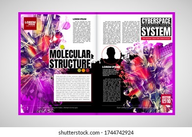 Corporate booklet or presentation templates with 3D rendering technology concept