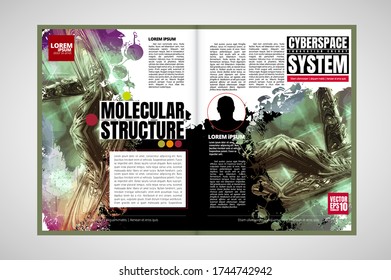 Corporate booklet or presentation templates with 3D rendering technology concept
