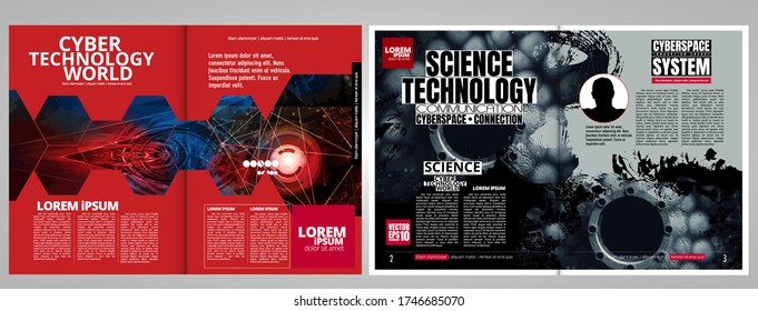 Corporate booklet or presentation templates with 3D rendering technology concept