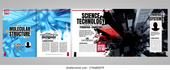 Corporate booklet or presentation templates with 3D rendering technology concept