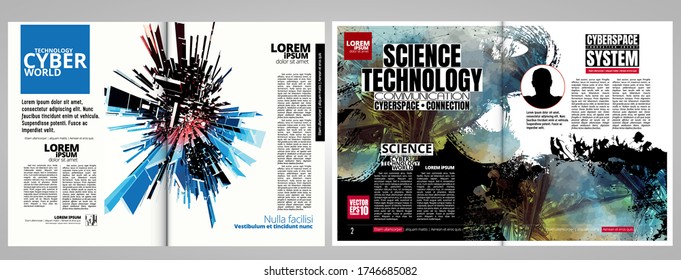 Corporate booklet or presentation templates with 3D rendering technology concept