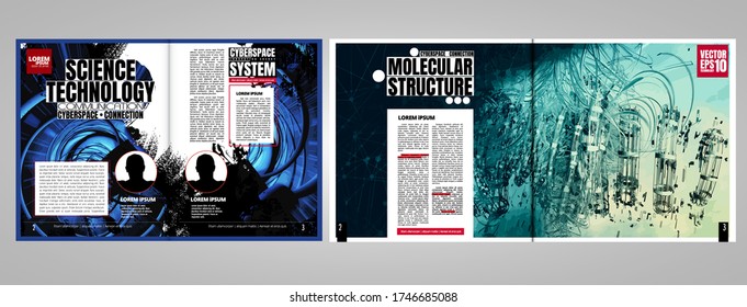 Corporate booklet or presentation templates with 3D rendering technology concept