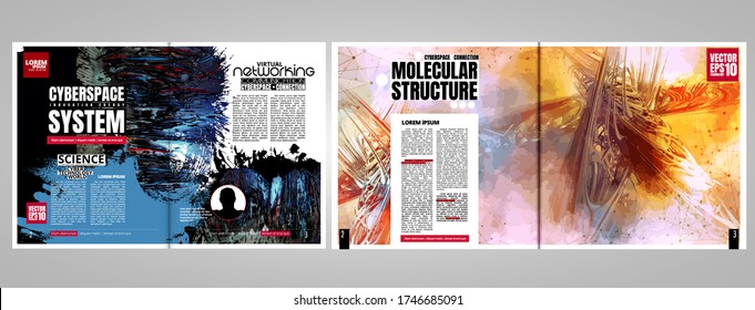 Corporate booklet or presentation templates with 3D rendering technology concept