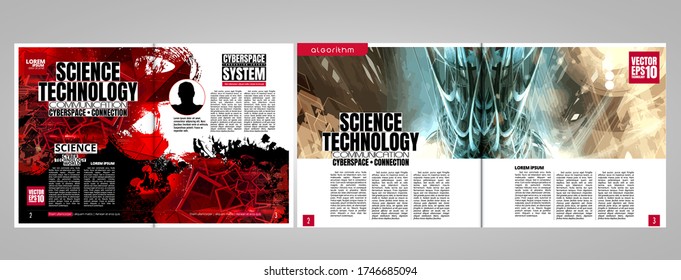 Folleto corporativo o plantillas de presentación con concepto de tecnología de representación 3D