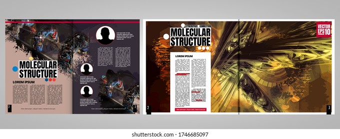 Folleto corporativo o plantillas de presentación con concepto de tecnología de representación 3D