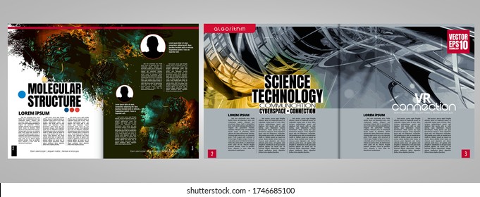 Corporate booklet or presentation templates with 3D rendering technology concept