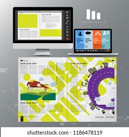 Folleto corporativo o plantillas de presentación. Fácil de usar en volante, vector