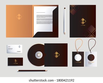 conjunto de simulación de identidad de marca corporativa en diseño de ilustración vectorial de fondo blanco