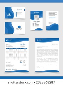 Corporate Brand Identity Mockup Set. Editable vector. Business card, Id card, Invoice, letterhead.