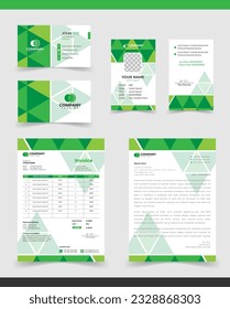 Corporate Brand Identity Mockup Set. Editable vector. Business card, Id card, Invoice, letterhead.