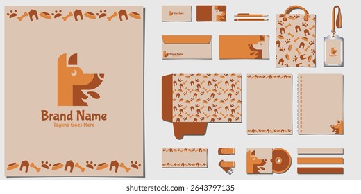 Corporate Brand Identity Mockup set with dog or pet logo themed stationery template design.