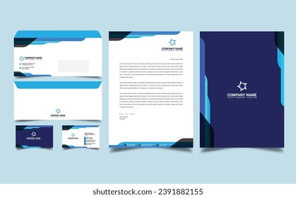 Corporate brand identity, stationary design, letterhead, business card, envelope, cover and folder design vector