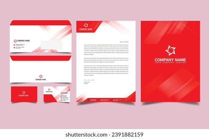 Corporate brand identity, stationary design, letterhead, business card, envelope, cover and folder design vector