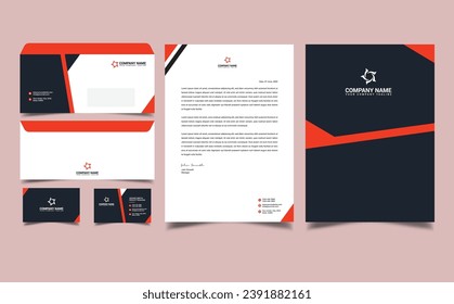 Corporate brand identity, stationary design, letterhead, business card, envelope, cover and folder design vector