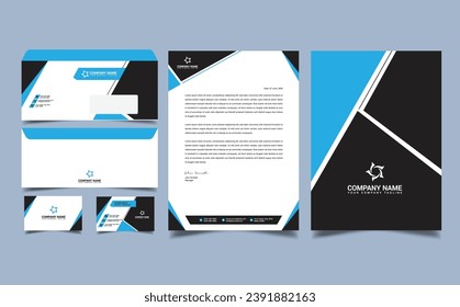Corporate brand identity, stationary design, letterhead, business card, envelope, cover and folder design vector