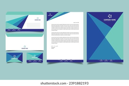 Corporate brand identity, stationary design, letterhead, business card, envelope, cover and folder design vector