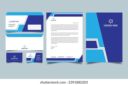 Corporate brand identity, stationary design, letterhead, business card, envelope, cover and folder design vector