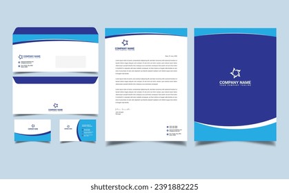 Corporate brand identity, stationary design, letterhead, business card, envelope, cover and folder design vector