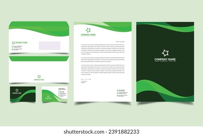 Corporate brand identity, stationary design, letterhead, business card, envelope, cover and folder design vector