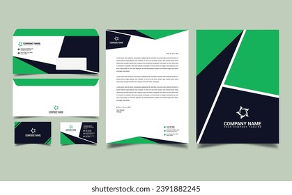 Corporate brand identity, stationary design, letterhead, business card, envelope, cover and folder design vector