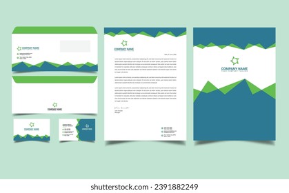 Corporate brand identity, stationary design, letterhead, business card, envelope, cover and folder design vector