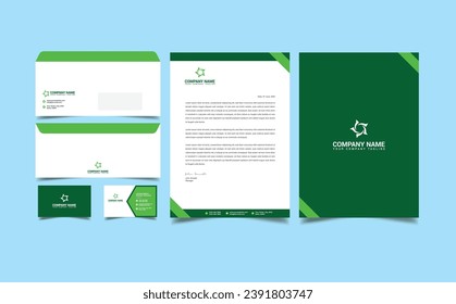 Corporate brand identity, stationary, letterhead, business card, envelope, cover design template