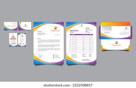 Corporate Brand Identity stationery template design. Business card, Id card, envelope, letterhead etc.