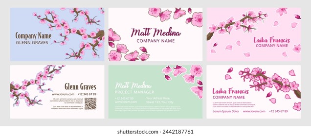Corporate branding design set with sakura trees