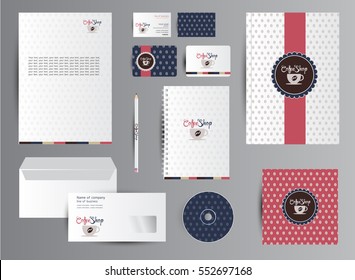 Corporate branding identity for coffee shop and restaurant.