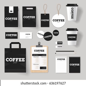 Corporate Branding Identity For Coffee Shop And Restaurant Mock Up Template With Coffee Logo Design