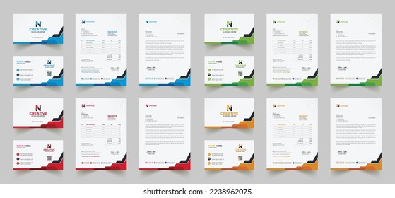 Corporate branding identity design includes Business Card, Invoices, Letterhead Designs, and Modern stationery packs with Abstract Templates