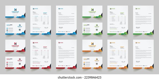 Corporate branding identity design includes Business Card, Invoices, Letterhead Designs, and Modern stationery packs with Abstract Templates	