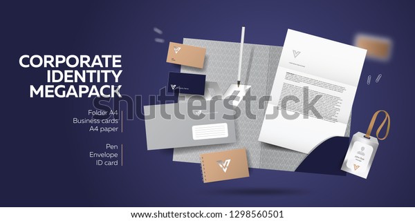 Download Corporate Branding Identity Design Stationery Mockup Stock Vector (Royalty Free) 1298560501