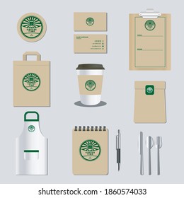 corporate branding identity mock up template for coffee shop and restaurant with card, menu, packaging and coffee logo design,vector for editable