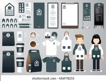Corporate branding identity mock up template for coffee shop and restaurant. Layout set of corporate identity mock up template. Vector