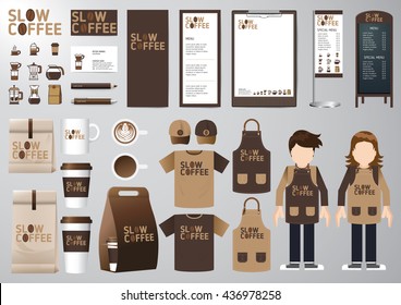 Corporate branding identity mock up template for coffee shop and restaurant. Layout set of corporate identity mock up template. Vector