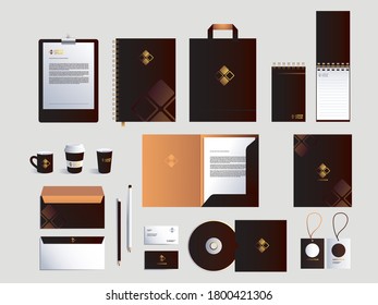 corporate branding identity mockup over white background vector illustration design