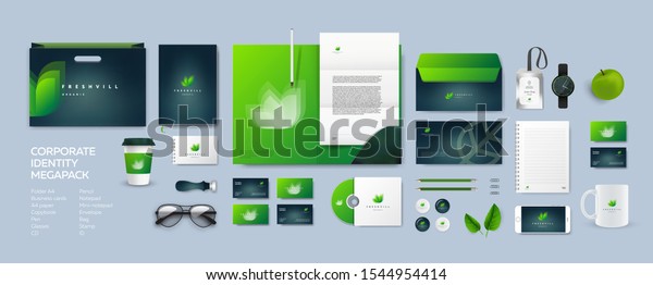 Download Corporate Branding Identity Natural Organic Eco Stock Vector Royalty Free 1544954414 PSD Mockup Templates