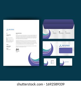 Corporate branding identity premium design. Stationery mockup vector megapack set. Template for business or finance company. Folder and A4 letter, visiting card and envelope.