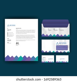 Corporate branding identity premium design. Stationery mockup vector megapack set. Template for business or finance company. Folder and A4 letter, visiting card and envelope.