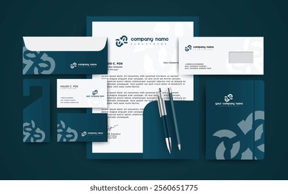 Corporate branding identity premium design. Stationery mockup vector megapack set. Template for business or finance company. 