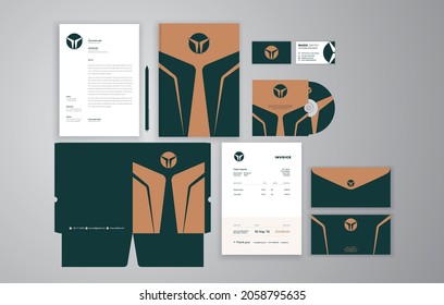Corporate branding identity template with logo and digital elements. Vector illustration. EPS 10